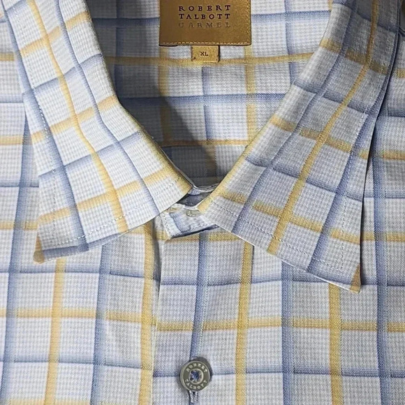 Robert Talbott Caramel Blue/Yellow Striped Button Down Shirt Mens XL - Picture 10 of 10